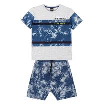 Conjunto Infantil Lemon Camiseta Tie Dye + Bermuda Moletom Masculino