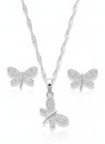Conjunto infantil Libélula cravejado - banhado a Prata / Ouro 18k Banho:Dourado