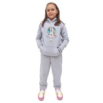 Conjunto Infantil Longo Menina Blusa Manga Longa Estampa de Unicornio e Calça Moletom Confortavel