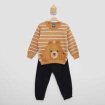 Conjunto Infantil Longo Rei Rex Blusa e Calça Moletom Urso Menino - Reirex