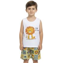 Conjunto Infantil Look Jeans Camiseta e Shorts Estampa Animais