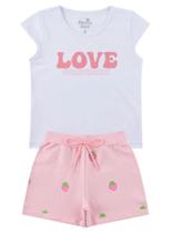 Conjunto Infantil Love Strawberry - Menina Doce Branco