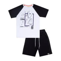 Conjunto infantil m/c cata vento ctv play - tamanho 04 - camiseta branca