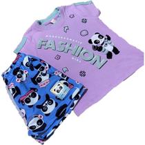 Conjunto infantil m/c cata vento panda fashion blusa + short