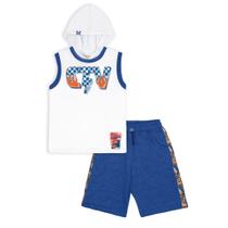 Conjunto infantil m/c cata vento skate time com capuz - tamanho 06 - branco/azul