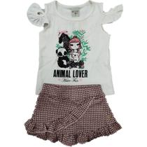 Conjunto infantil m/c have fun animal lover - blusa + short saia Conjunto infantil m/c have fun animal lover - blusa + short saia