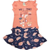 Conjunto infantil m/c have fun lemon - blusa + short saia