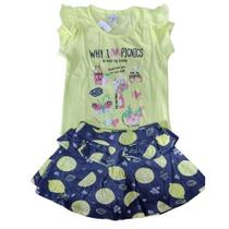Conjunto infantil m/c have fun lemon - blusa + short saia