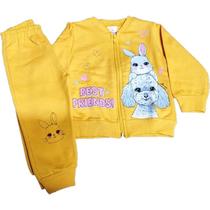 Conjunto infantil m/l abrange best friends bebê jaqueta + calça moletom sem felpa