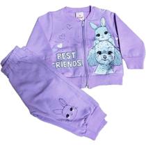 Conjunto infantil m/l abrange best friends bebê jaqueta + calça moletom sem felpa