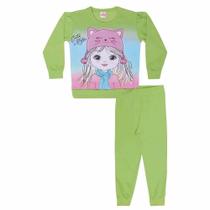 Conjunto infantil m/l abrange blusão estampa menina + calça moletom sem felpa