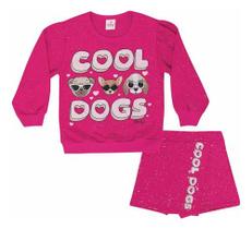 Conjunto infantil m/l abrange cool dogs blusa + short saia Conjunto infantil m/l abrange cool dogs blusa + short saia