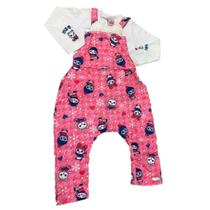 Conjunto infantil m/l abrange jardineira estampada ursinho + blusa Conjunto infantil m/l abrange jardineira estampada ursinho + blusa