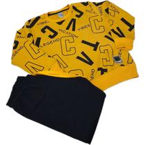 Conjunto infantil m/l cata vento blusão vacation + calça moletom felpado