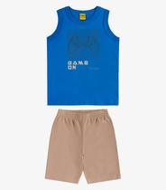 Conjunto Infantil Machão com Bermuda Rovi Kids Azul Conjunto Infantil Machão com Bermuda Rovi Kids Azul