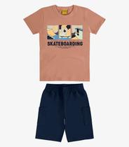 Conjunto Infantil Machão com Bermuda Rovi Kids Marrom