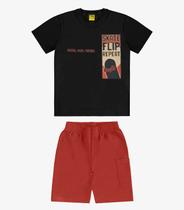 Conjunto Infantil Machão com Bermuda Rovi Kids Preto