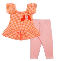 Conjunto Infantil Malha Tradic/Cotton Turminha &amp Cia Rosa 41010 Laranja Neon