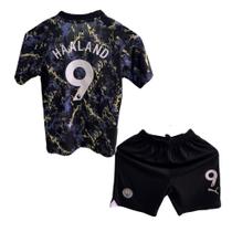 Conjunto Infantil Manchester City Jogador Haaland Preto