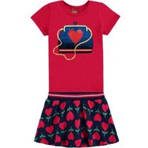 Conjunto infantil manga curta bolsinha em paête feminino kyly ref: 110.903 1/3