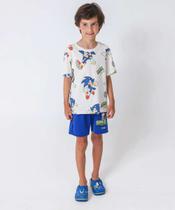 Conjunto Infantil Manga Curta Sonic Tam 4 a 10 Off Whi-35007