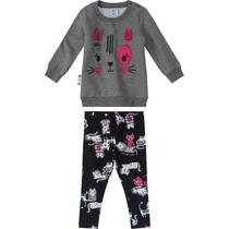 Conjunto infantil manga longa bordado moletom feminino zig zig zaa ref: 1000077021 p/g