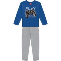 Conjunto infantil manga longa moletom flanelado play masculino kyly