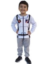 Conjunto Infantil Manga Longa Pijama Fantasia Astronauta Camiseta e Calça