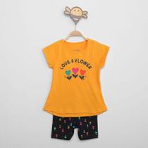 Conjunto Infantil Marisol Camiseta Love Flower + Short Feminino