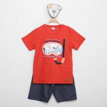 Conjunto Infantil Marlan Bermuda e Camiseta Exploring Menino 2 Peças