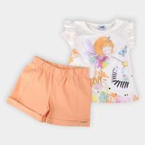 Conjunto Infantil Marlan Blusa E Shorts Molecotton Feminino Conjunto Infantil Marlan Blusa E Shorts Molecotton Feminino