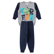 Conjunto Infantil Masculino 1 a 3 Anos Moletom Peluciado Estampa Dino Fun Conjunto Infantil Masculino 1 a 3 Anos Moletom Peluciado Estampa Dino Fun
