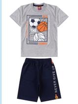 Conjunto Infantil Masculino All Game - Lual Kids - Mescla/Marinho