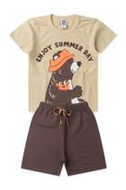 Conjunto Infantil Masculino Amizade De VerÆo Tamanho:1 anoCor:Bege Conjunto Infantil Masculino Amizade De VerÆo Tamanho:1 anoCor:Bege