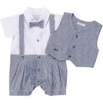 Conjunto Infantil Masculino Anjos Baby Listrado Azul