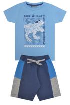 Conjunto Infantil Masculino Azul Dino