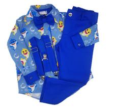 Conjunto Infantil Masculino Baby Shark Manga Longa e Calça - Modelo 3