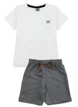 Conjunto Infantil Masculino Básico Aplique Creme 0801 - Keki Boys Conjunto Infantil Masculino Básico Aplique Creme 0801 - Keki Boys