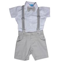 Conjunto Infantil Masculino Batizado para Bebê Camisa Bermuda Esporte Fino Suspensório Gravata 26001 Conjunto Infantil Masculino Batizado para Bebê Camisa Bermuda Esporte Fino Suspensório Gravata 26001