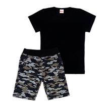 Conjunto infantil masculino bermuda com bolso e camiseta lisa sem estampa Sortidos Conjunto infantil masculino bermuda com bolso e camiseta lisa sem estampa Sortidos