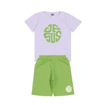 Conjunto Infantil Masculino Bermuda e Camiseta Branco e Verde