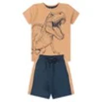 Conjunto Infantil Masculino Bermuda e Camiseta Dinossauro