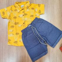 Conjunto infantil masculino blusa social e short cod 87603