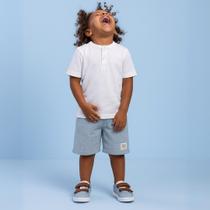 Conjunto Infantil Masculino Branco Camiseta Gola Portuguesa Bermuda Tecido Ecologico Conjunto Infantil Masculino Branco Camiseta Gola Portuguesa Bermuda Tecido Ecologico