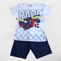 Conjunto Infantil Masculino Camisa e Bermuda Race Brandili Branco Conjunto Infantil Masculino Camisa e Bermuda Race Brandili Branco