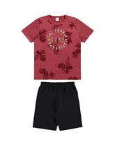 Conjunto infantil masculino Camisa em meia malha e short em moletom 16035 Conjunto infantil masculino Camisa em meia malha e short em moletom 16035