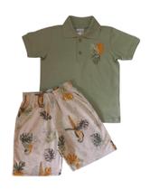 Conjunto Infantil Masculino Camisa Polo + Bermuda Moletinho Angerô