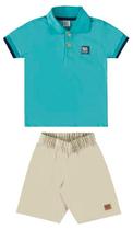 Conjunto infantil masculino camisa polo com bermuda em sarja 3312
