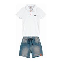 Conjunto infantil masculino camisa polo e bermuda jeans carinhoso ref:1000108933 1/3