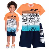 Conjunto Infantil Masculino Camiseta + Bermuda Moletinho Kyly